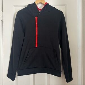 Swagwhat Women’s Fashion Black 3/4 Red Zipper SWAG Hooded Sweatshirt Size Large